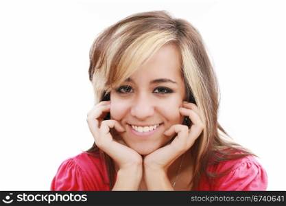 Closeup of pretty young girl smiling
