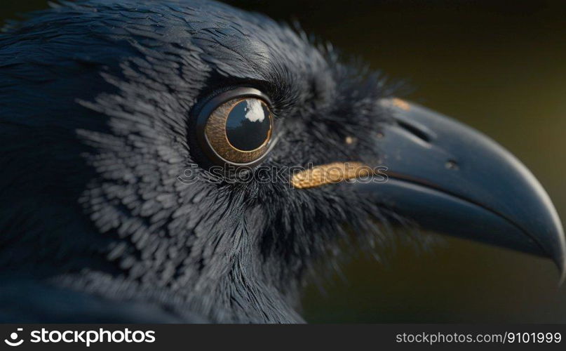 Closeup of raven eye. Macro of bird eye. Generative AI.. Closeup of raven eye. Macro of bird eye. Generative AI