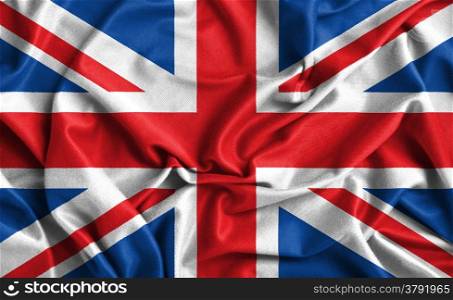 Closeup of ruffled British flag