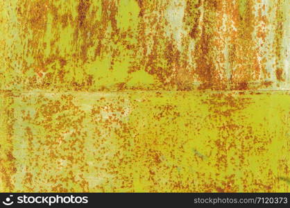 Closeup of rusty rough green painted metal surface