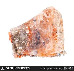 closeup of sample of natural mineral from geological collection - piece of Rock Salt (Halite) isolated on white background. piece of Rock Salt (Halite) isolated on white