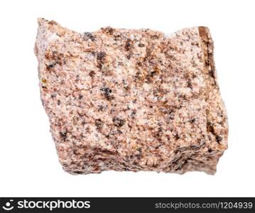 closeup of sample of natural mineral from geological collection - raw Aplite rock isolated on white background. raw Aplite rock isolated on white