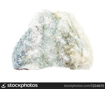 closeup of sample of natural mineral from geological collection - raw Carbonatite stone isolated on white background. raw Carbonatite stone isolated on white