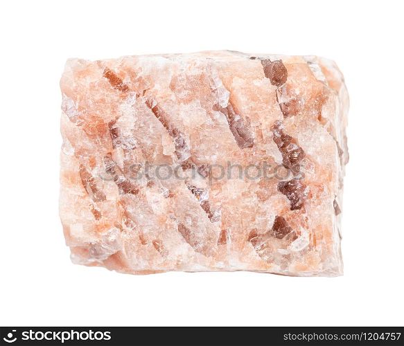 closeup of sample of natural mineral from geological collection - raw Granite pegmatite rock isolated on white background. raw Granite pegmatite rock isolated on white