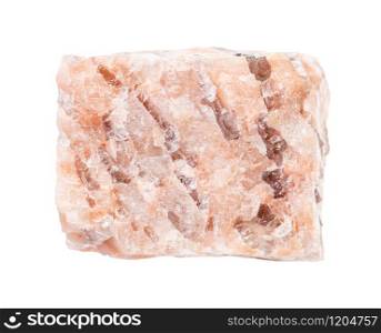 closeup of sample of natural mineral from geological collection - raw Granite pegmatite rock isolated on white background. raw Granite pegmatite rock isolated on white