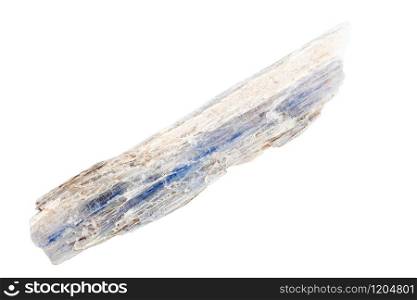 closeup of sample of natural mineral from geological collection - raw Kyanite rock isolated on white background. raw Kyanite rock isolated on white
