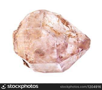 closeup of sample of natural mineral from geological collection - rough Amethyst crystal rock isolated on white background. rough Amethyst crystal rock isolated on white