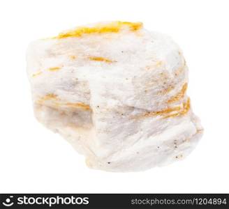 closeup of sample of natural mineral from geological collection - rough Baryte ore isolated on white background. rough Baryte ore isolated on white