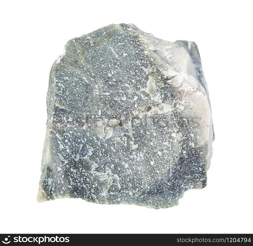 closeup of sample of natural mineral from geological collection - rough Hornfels rock isolated on white background. rough Hornfels rock isolated on white