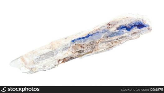 closeup of sample of natural mineral from geological collection - rough Kyanite rock isolated on white background. rough Kyanite rock isolated on white