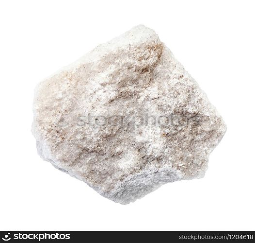 closeup of sample of natural mineral from geological collection - rough Marble rock isolated on white background. rough Marble rock isolated on white