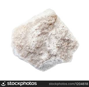 closeup of sample of natural mineral from geological collection - rough Marble rock isolated on white background. rough Marble rock isolated on white
