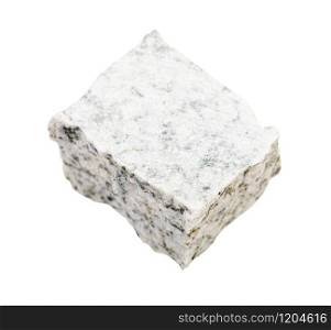 closeup of sample of natural mineral from geological collection - rough white Granite rock isolated on white background. rough white Granite rock isolated on white
