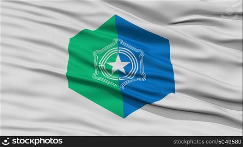 Closeup of Sapporo Flag, Capital of Japan Prefecture. Closeup of Sapporo Flag, Capital of Japan Prefecture, Waving in the Wind, High Resolution