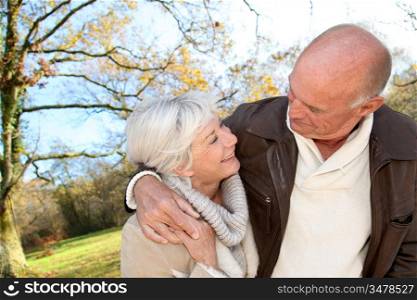 Closeup of senior couple in countryside