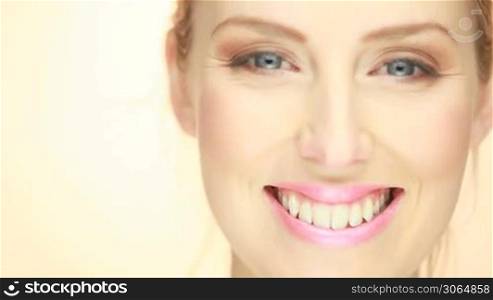 closeup of smiling blonde woman