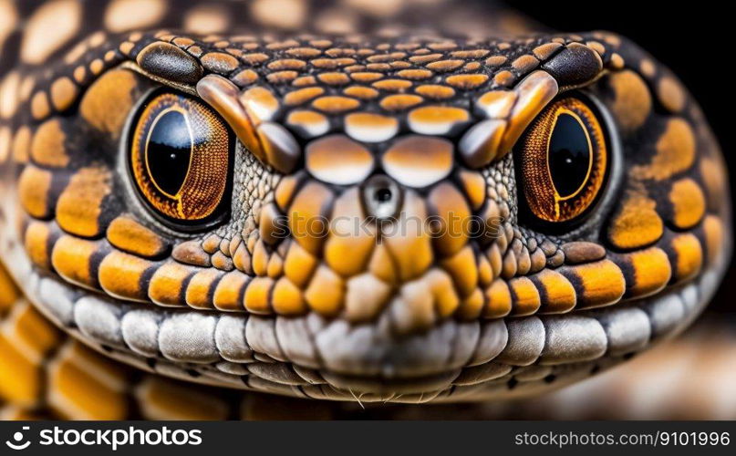 Closeup of snake eye. Macro of reptile eye. Generative AI.. Closeup of snake eye. Macro of reptile eye. Generative AI
