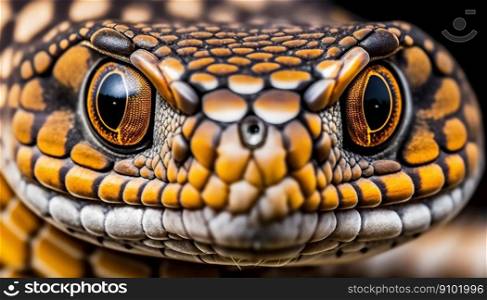 Closeup of snake eye. Macro of reptile eye. Generative AI.. Closeup of snake eye. Macro of reptile eye. Generative AI
