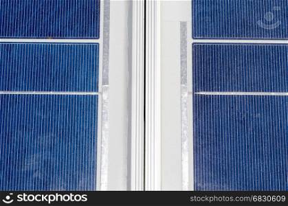 Closeup of solar panel and polycrystalline photovoltaic cells