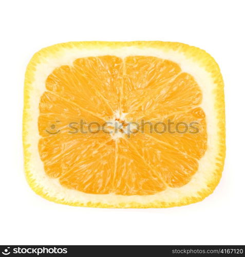 Closeup of square orange fruit isolated on a white background