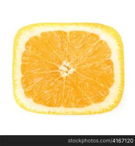 Closeup of square orange fruit isolated on a white background