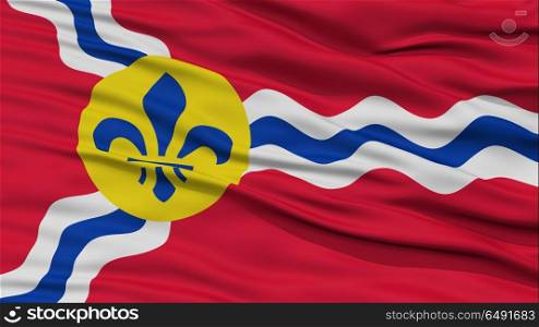 Closeup of St. Louis City Flag, Waving in the Wind, Missouri State, United States of America