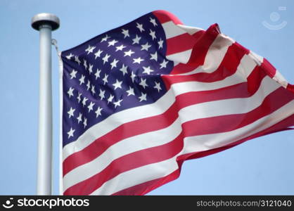 closeup of stars and stripes flag of the USA