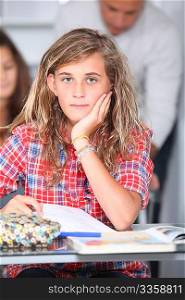 Closeup of student girl in classroom