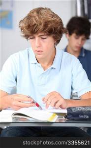 Closeup of student in classroom