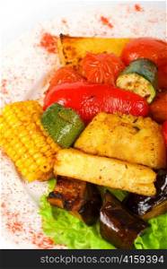 closeup of tasty assorted grilled vegetables i