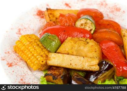 closeup of tasty assorted grilled vegetables i