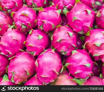 Closeup of the fresh dragon fruit from the organic fram which sale in the local market in Thailand.