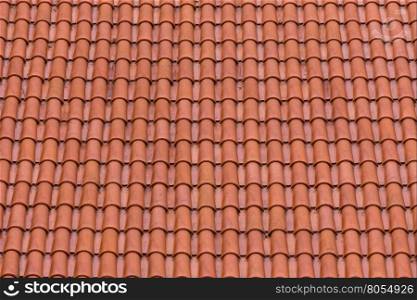 Closeup of the red clay roof tiles as a background