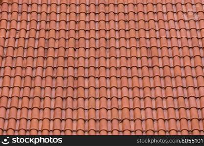 Closeup of the red clay roof tiles as a background