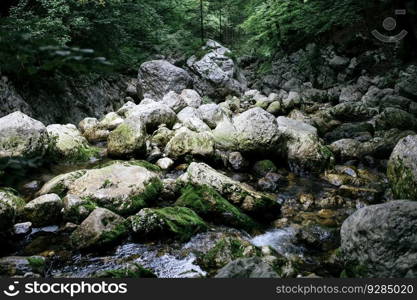 Closeup of the Savica waterfall at Bohinj Valley, Slovenia