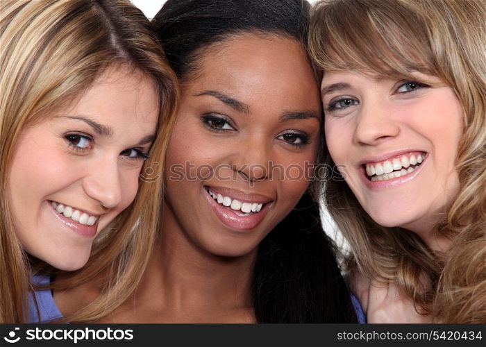 Closeup of three cheerful women