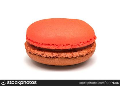 Closeup of two tone sweet macaron isolated on white background