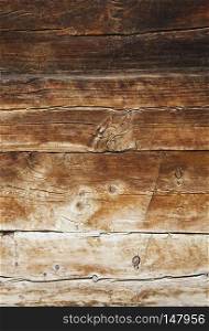 closeup of very old grungy brown wooden weathered planks of door or barn