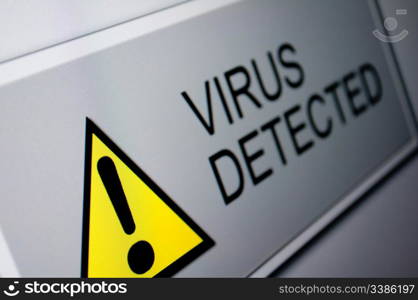 Closeup of Virus Detected Sign on LCD Screen