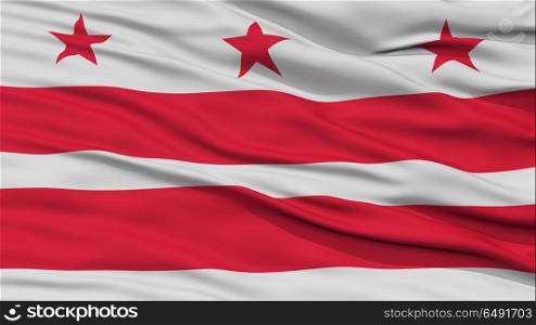 Closeup of Washington DC City Flag, Waving in the Wind, Washington DC State, United States of America