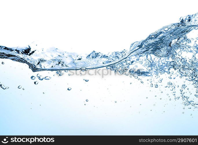 closeup of water waves isolated on white