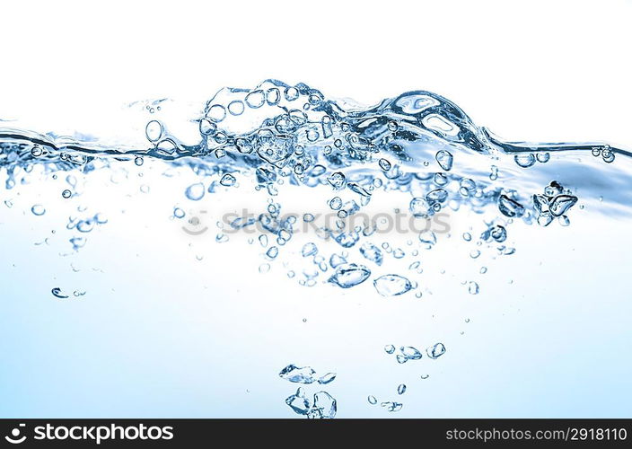 closeup of water waves isolated on white