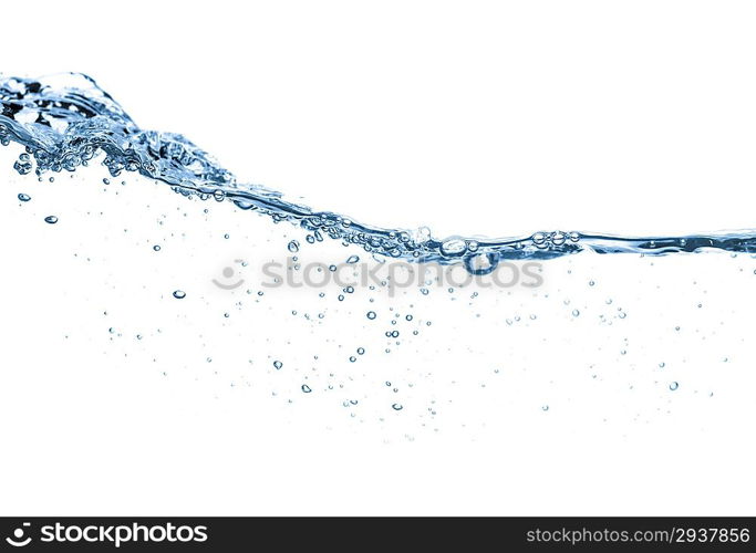 closeup of water waves isolated on white