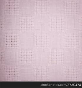 Closeup of white fabric textile as background texture pattern backdrop. Square format. Macro.