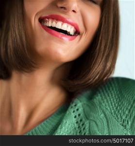 Closeup of woman's perfect smile. Dental care concept