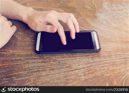 Closeup of women hand using a smart phone