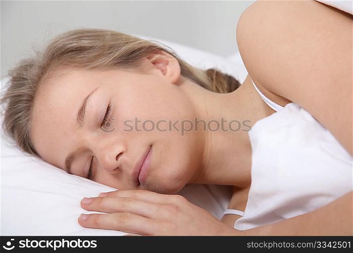 Closeup of young girl asleep