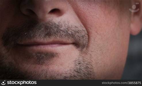 Closeup Of Young Male Lips.RAW Video