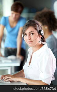 Closeup of young woman with headphones
