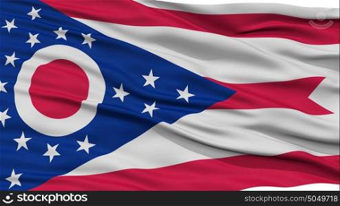 Closeup Ohio Flag, USA state. Closeup Ohio Flag on Flagpole, USA state, Waving in the Wind, High Resolution